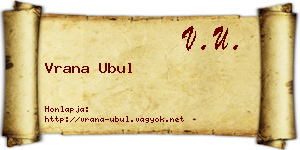 Vrana Ubul névjegykártya